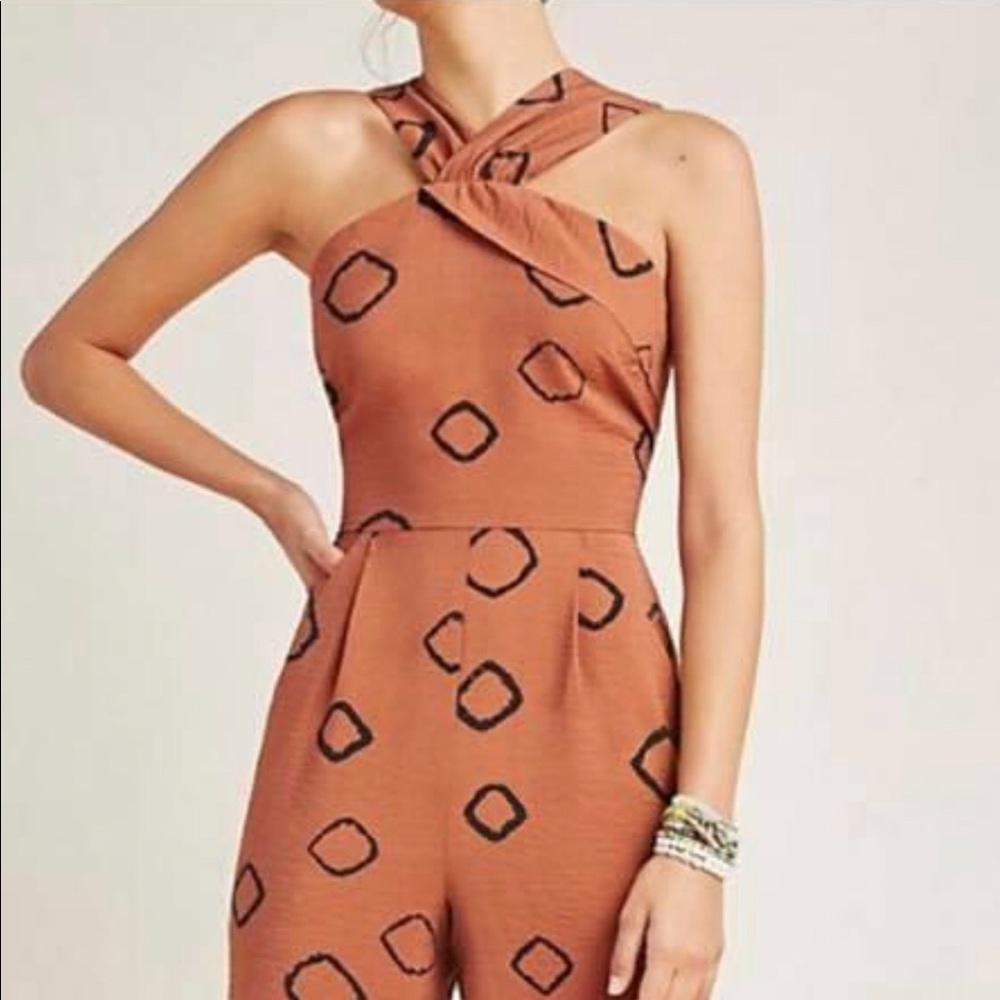 Anthropologie Criss Cross Capri Jumpsuit